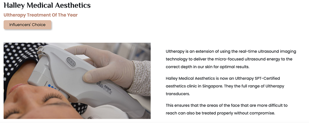 Daily Vanity Beauty Treatment Awards 2022 Aesthetic Clinic CoolSculpting Singapore