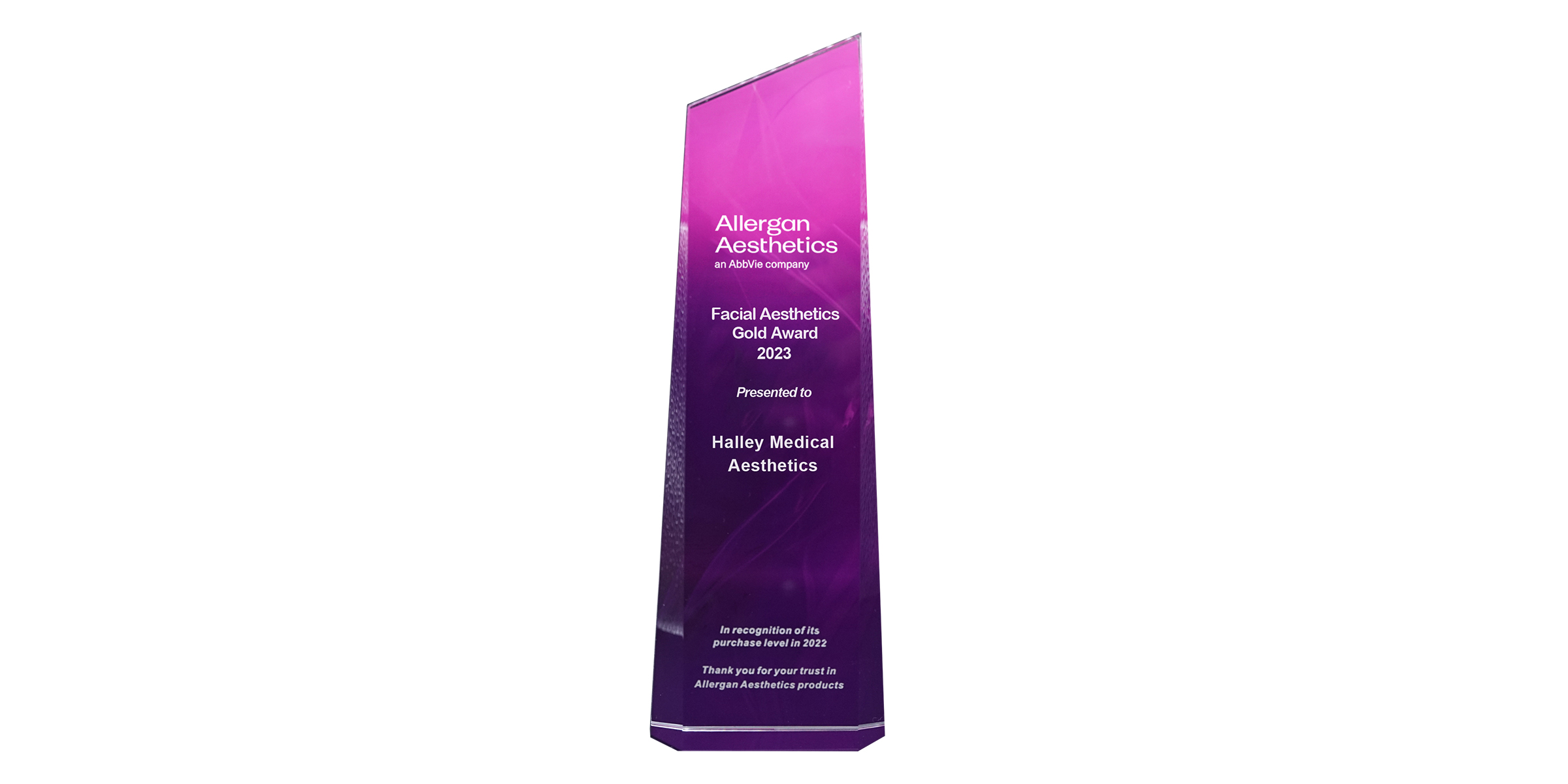 Facial Aesthetics Gold Award Halley Medical Aesthetics 2023 